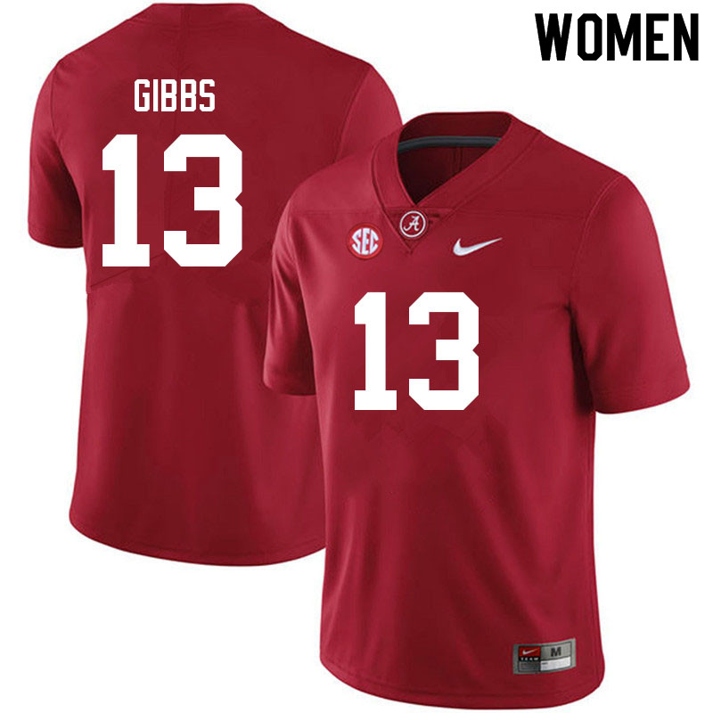 Women #13 Jahmyr Gibbs Alabama Crimson Tide College Football Jerseys Sale-Crimson